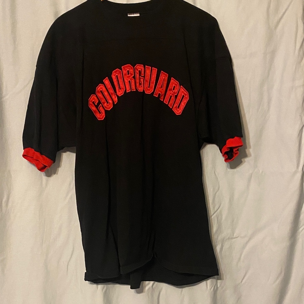 Black Short Sleeve T-Shirt with Red 'COLORGUARD' Arch Graphic Size XL